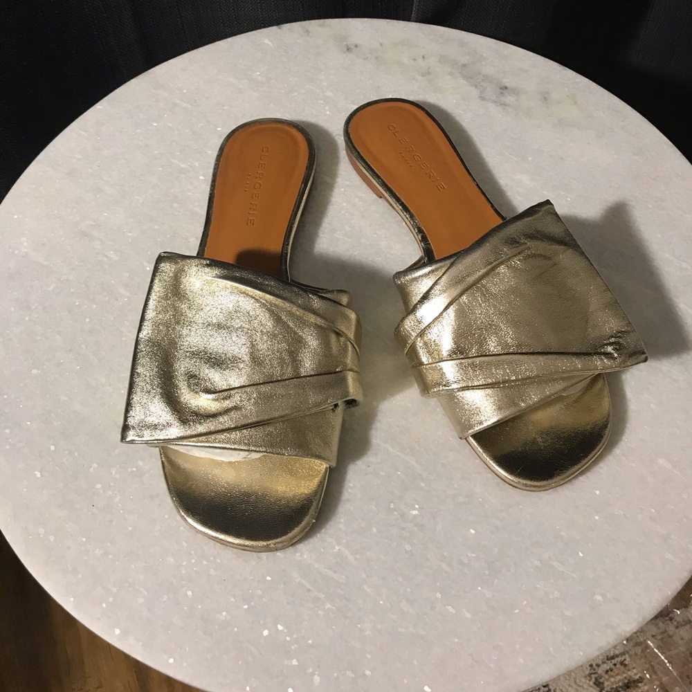 Robert Clergerie Igad Metallic Slides US size 6.5